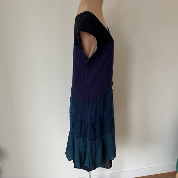 Anthropologie Sir Sir by Correll Correll Blue Cotton Gauze Layered Dress Size S - Picture 6 of 10
